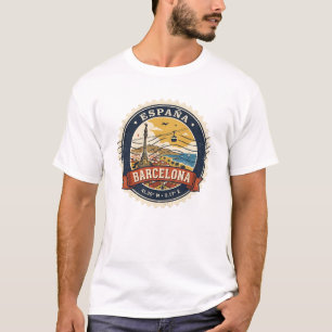 Barcelona Vintage Travel Stamp Spain T-Shirt