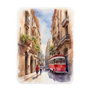 Barcelona watercolor art magnet