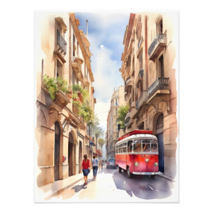 Barcelona watercolor art photo print
