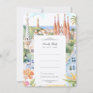 Barcelona Wedding RSVP Invitation Card