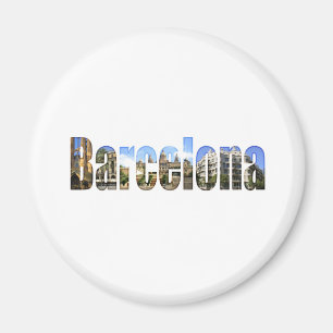 Barcelona with tourist attractions in letters magnet