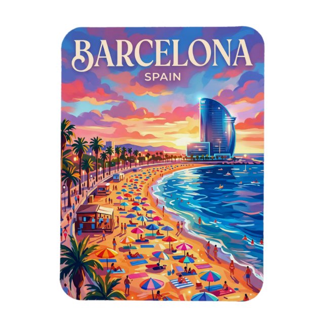 Barceloneta Beach Spain Magnet (Vertical)