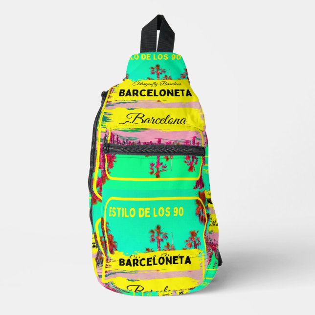 Barceloneta Green Travel Sling Bag -green (Front)