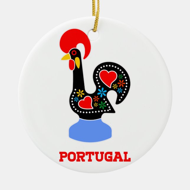 Barcelos Rooster Ceramic Tree Decoration (Front)