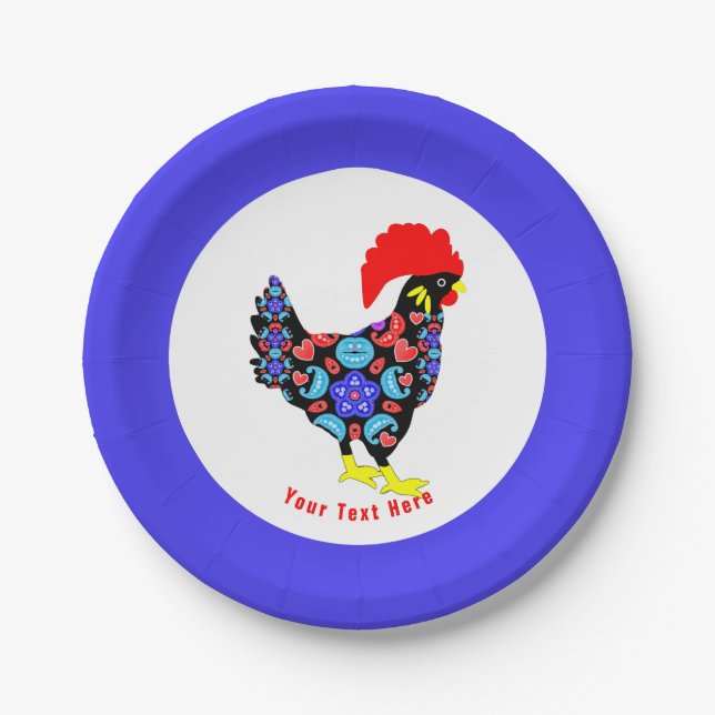 Barcelos Rooster Portuguese National Emblem Paper Plate (Front)