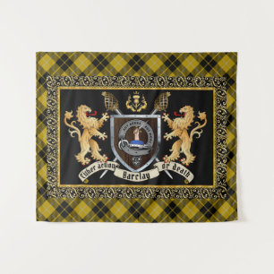 Barclay Clan Badge & Motto w/Lions  Tapestry