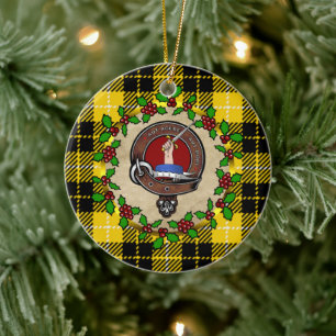 Barclay Clan Badge & Tartan Personalised Xmas Ceramic Tree Decoration