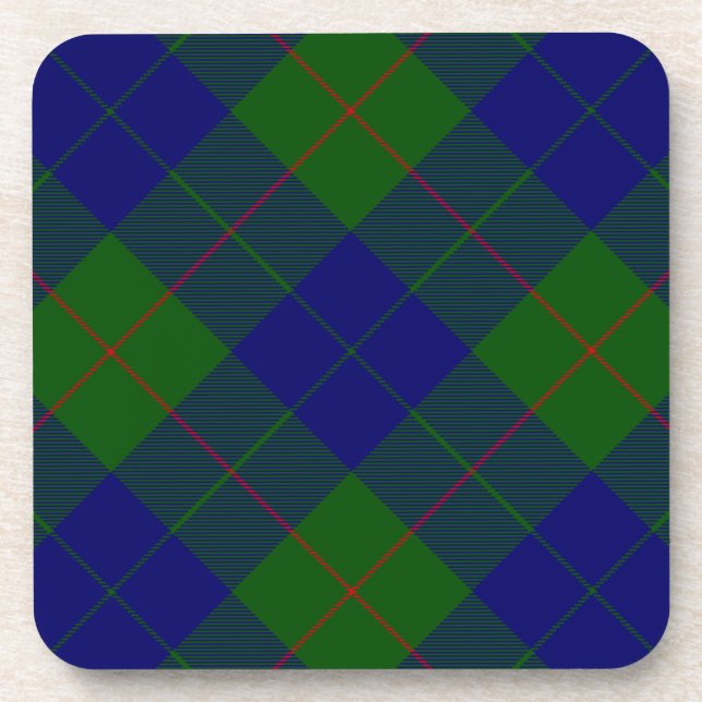 Barclay clan tartan blue green plaid coaster (Front)