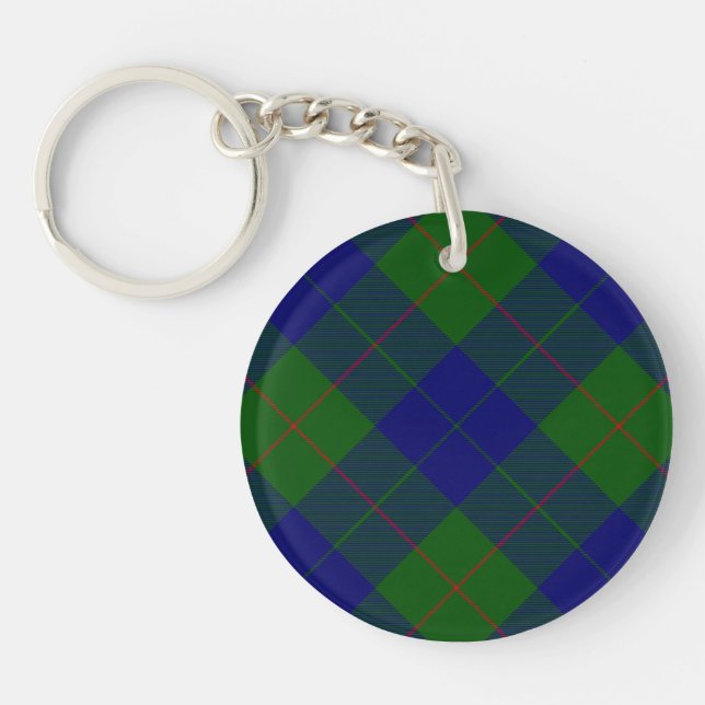 Barclay clan tartan blue green plaid key ring (Front)