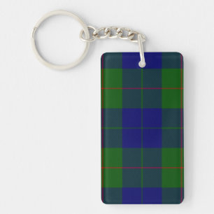 Barclay clan tartan blue green plaid key ring