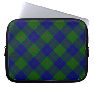 Barclay clan tartan blue green plaid laptop sleeve