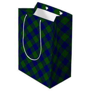 Barclay clan tartan blue green plaid medium gift bag