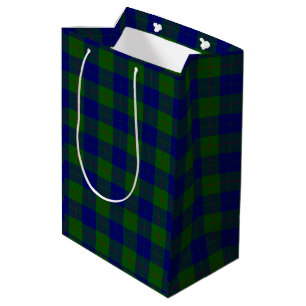 Barclay clan tartan blue green plaid medium gift bag