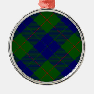 Barclay clan tartan blue green plaid metal tree decoration