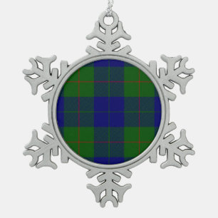 Barclay clan tartan blue green plaid snowflake pewter christmas ornament