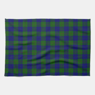 Barclay clan tartan blue green plaid tea towel