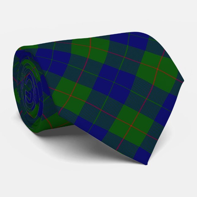 Barclay clan tartan blue green plaid tie (Rolled)