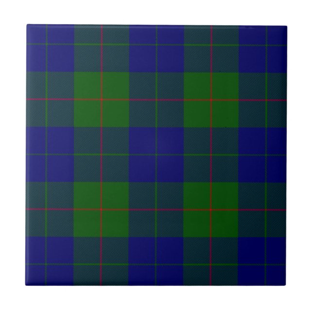Barclay clan tartan blue green plaid tile (Front)
