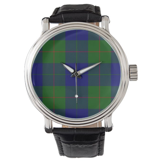 Barclay clan tartan blue green plaid watch (Front)