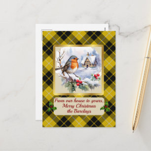 Barclay Crest & Tartan w/Robin Personalised  Holiday Postcard
