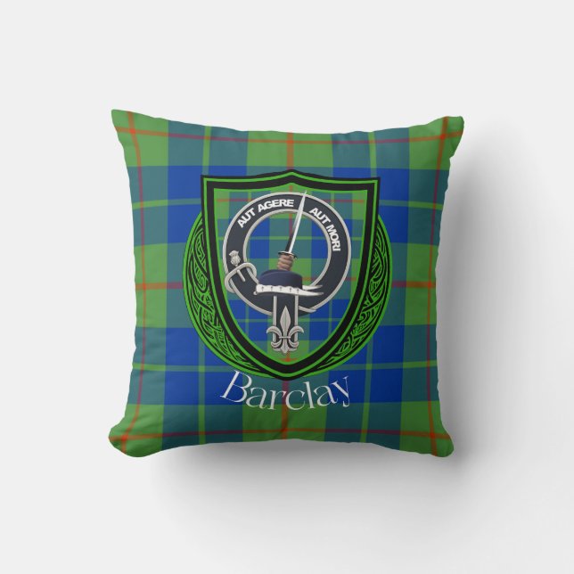 Barclay Scottish Clan Tartan Crest Cushion (Front)