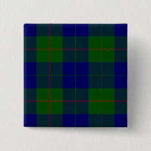 Barclay tartan blue green plaid 15 cm square badge