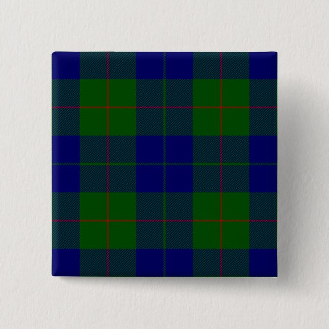 Barclay tartan blue green plaid 15 cm square badge (Front)