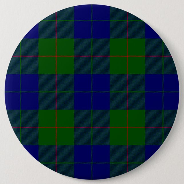 Barclay tartan blue green plaid 6 cm round badge (Front)