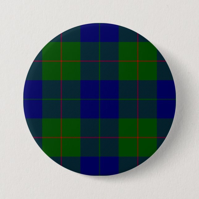 Barclay tartan blue green plaid 7.5 cm round badge (Front)