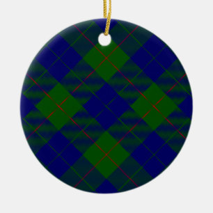 Barclay tartan blue green plaid ceramic tree decoration