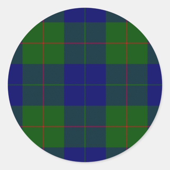 Barclay tartan blue green plaid classic round sticker (Front)