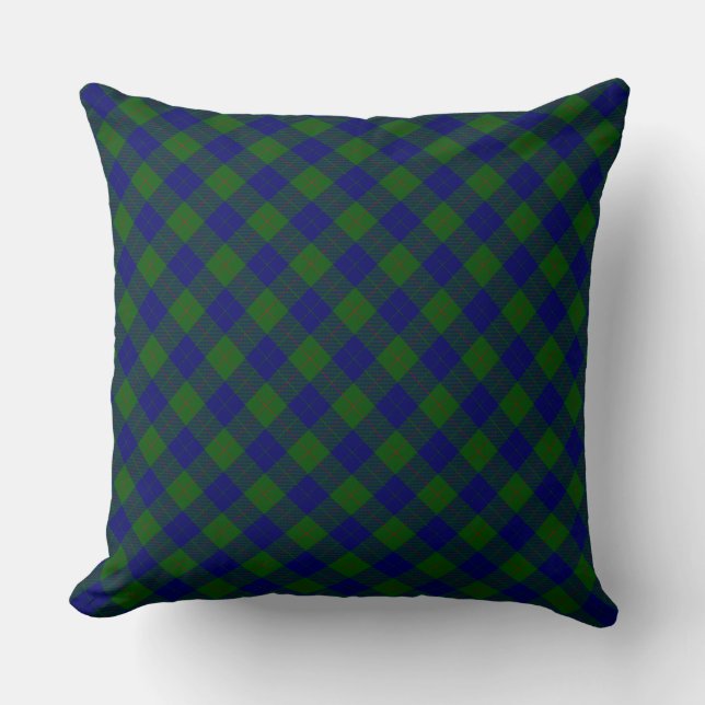 Barclay tartan blue green plaid cushion (Front)