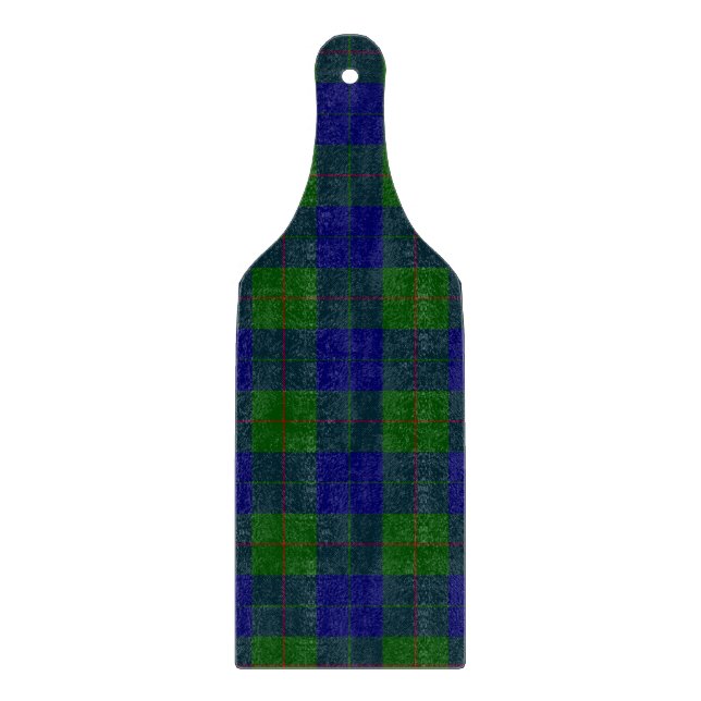 Barclay tartan blue green plaid cutting board (Front)