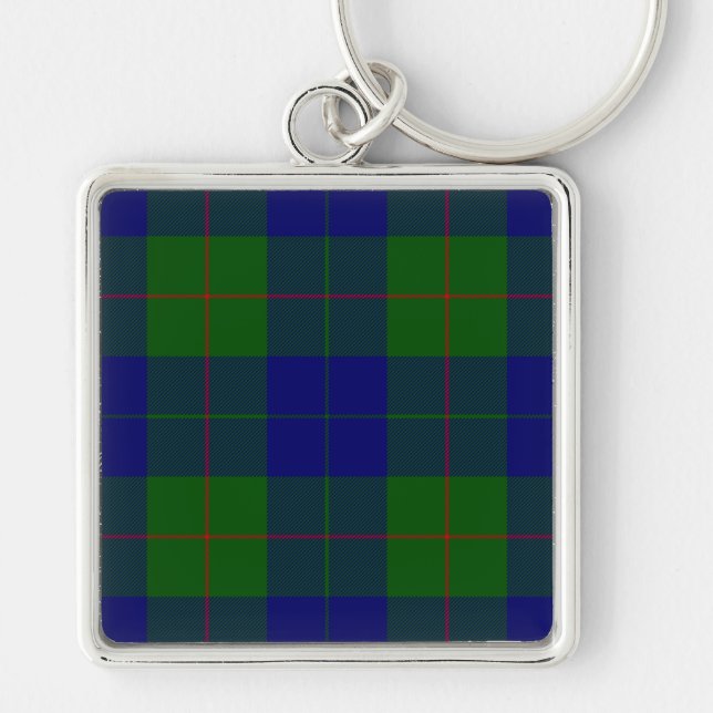 Barclay tartan blue green plaid key ring (Front)