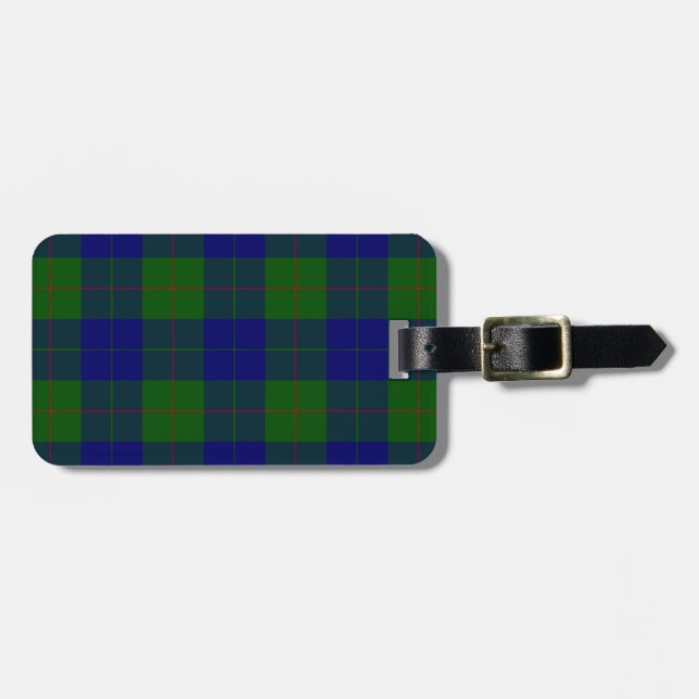 Barclay tartan blue green plaid luggage tag (Front Horizontal)