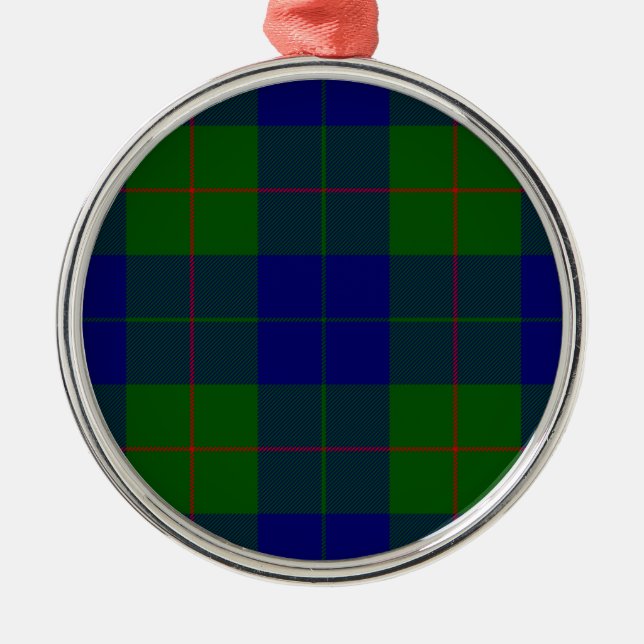 Barclay tartan blue green plaid metal tree decoration (Front)