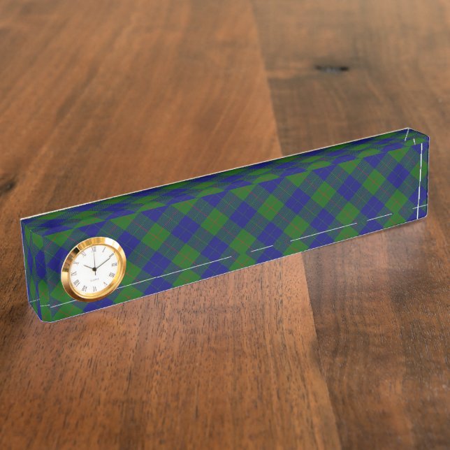 Barclay tartan blue green plaid nameplate (Side)