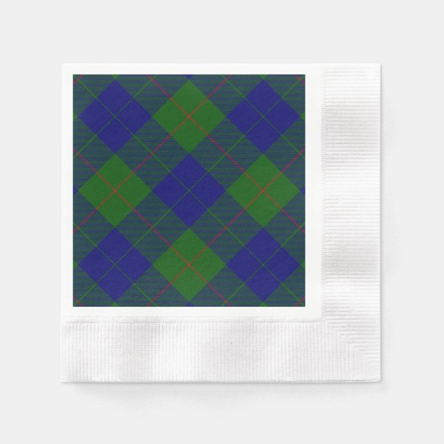 Barclay tartan blue green plaid napkin (Front)
