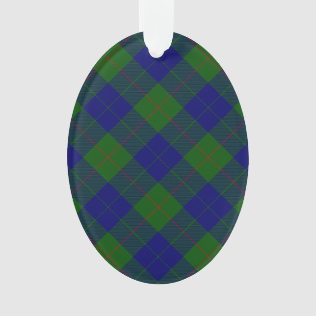 Barclay tartan blue green plaid ornament (Front)