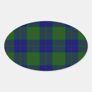 Barclay tartan blue green plaid oval sticker
