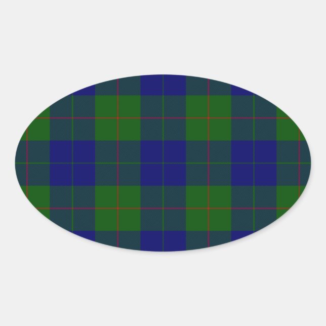 Barclay tartan blue green plaid oval sticker (Front)