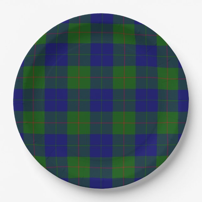 Barclay tartan blue green plaid paper plate (Front)
