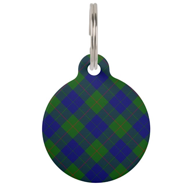 Barclay tartan blue green plaid pet tag (Front)