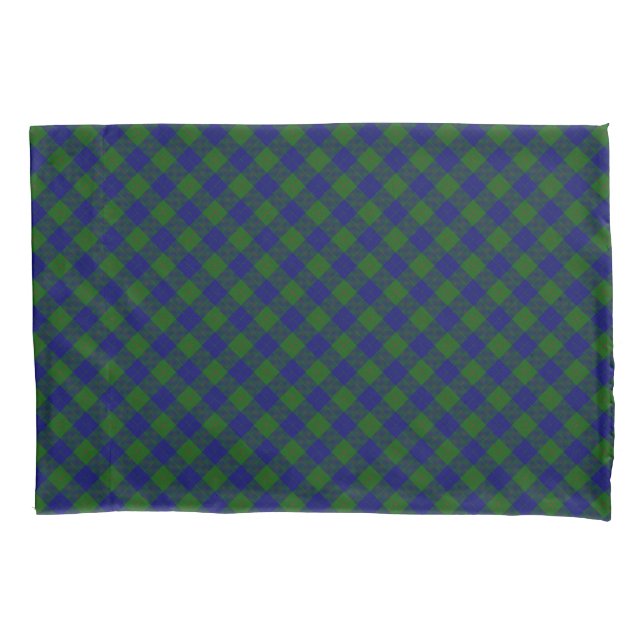 Barclay tartan blue green plaid pillowcase (Front-Left)