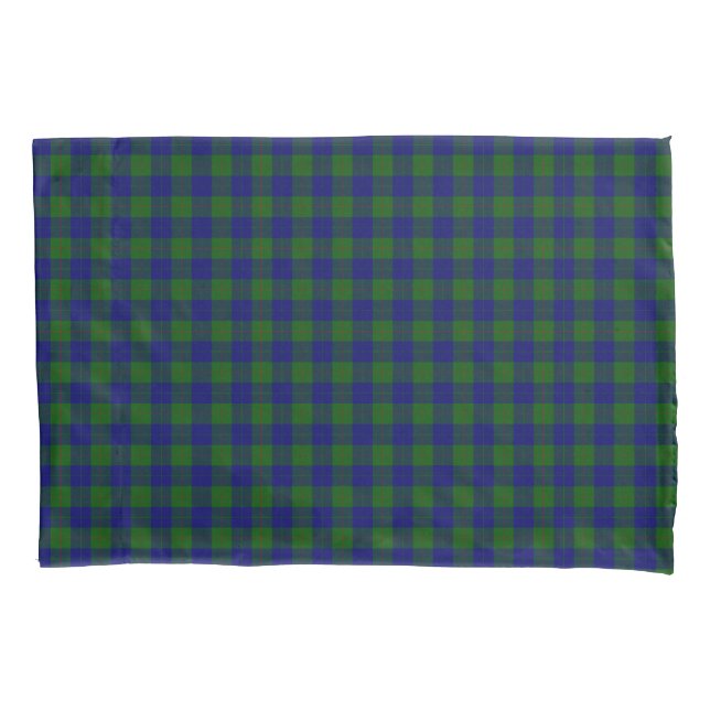Barclay tartan blue green plaid pillowcase (Front-Left)