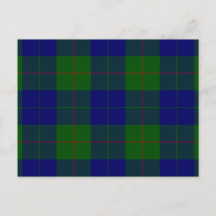 Barclay tartan blue green plaid postcard
