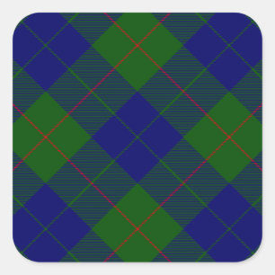 Barclay tartan blue green plaid square sticker