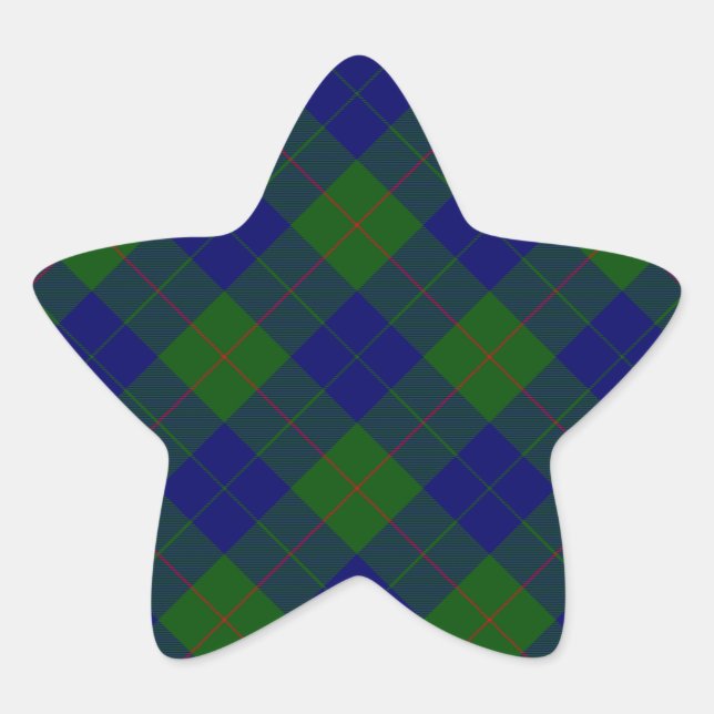 Barclay tartan blue green plaid star sticker (Front)