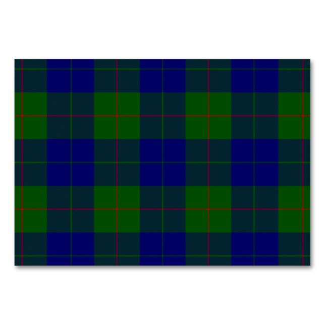 Barclay tartan blue green plaid table number (Front)