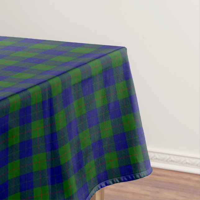 Barclay tartan blue green plaid tablecloth (In Situ)